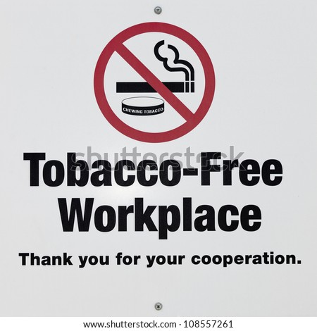 High Resolution macro photo of Tobacco Free Workplace/No Smoking sign