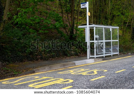 bus stop shelter rural countryside uk public transport free travel pensioner senior person commute
