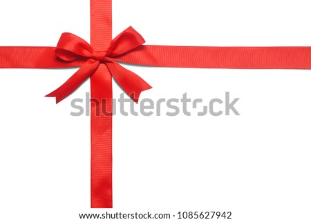 Red ribbon bow isolated on white background