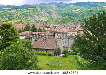 Panoramic view of Bobbio. Emilia-Romagna. Italy.