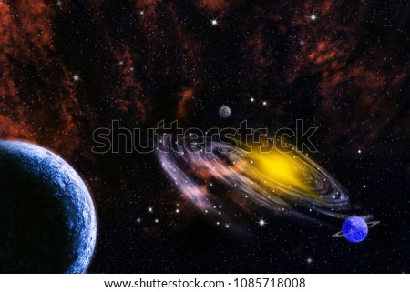 nebula in galaxy with planetary,abstract background.