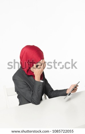 Human emotion expression feeling concept, Portrait of frustrated young businesswoman on the phone 