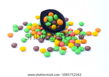 Chocolate candy color colorful isolated with white background.