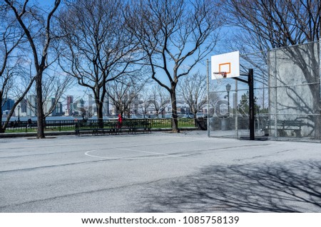 Basketball court on the Hudson River