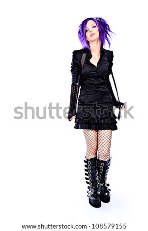 Portrait of a punk girl. Isolated over white background.