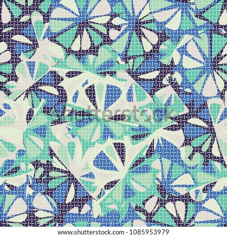 Abstract colored seamless pattern covered with a monochrome grid.