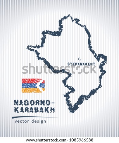 Nagorno-Karabakh national vector drawing map on white background