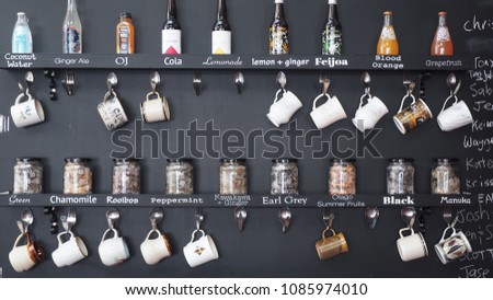 Cup Bottle Drink Hang on the Black Wall Cafe Style