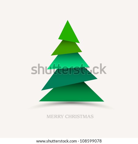 Paper christmas tree. Vector new year card