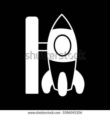 Spaceship icon. Silhouette Spaceship vector icon for web design isolated on black background
