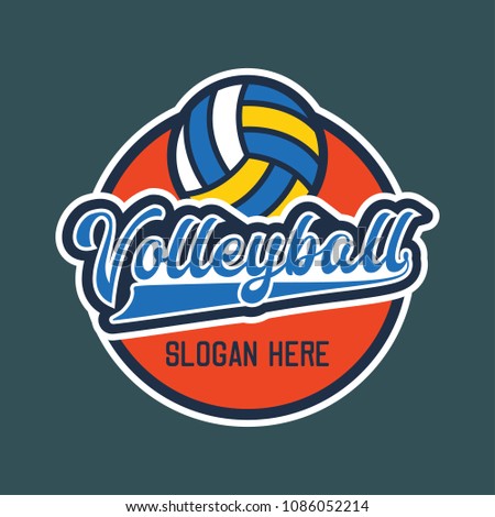 volley ball logo with text space for your slogan / tag line, vector illustration