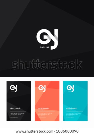 Letters G and J joint logo icon with business card vector template.
