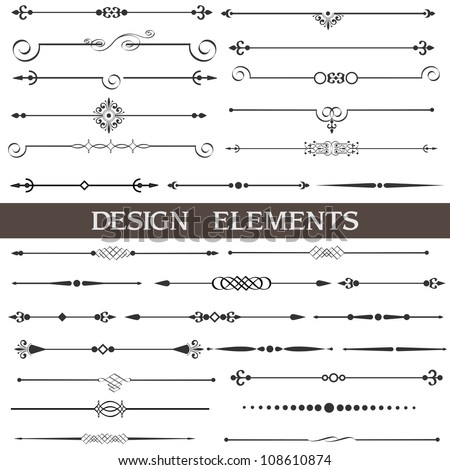 Vector set of calligraphic design elements and page decor