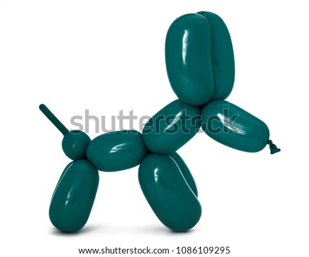 High-res photo of an green balloon dog isolated on white background 