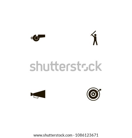 Sport icons set. whistle, baseball, target and player