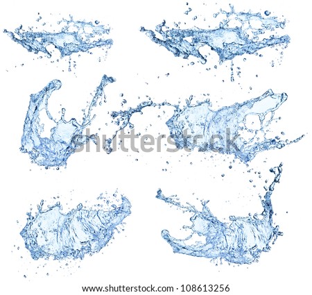 Water splashes collection isolated on white background