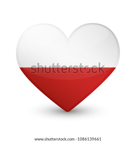 Poland Flag Heart Love Emoji Icon Object Symbol Gradient Vector Art Design Cartoon Isolated.