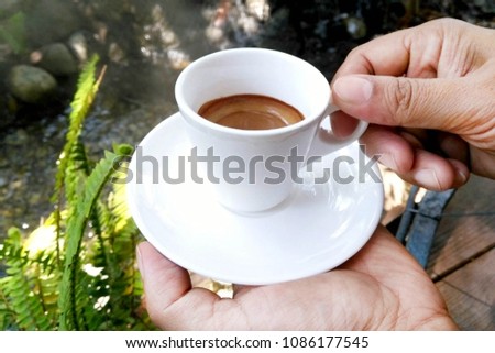 Good morning whit coffe background.
