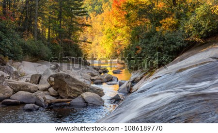 Gorges State Park - Turtleback Fall on Horsepasture River in Autumn	