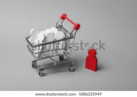 How to choose the right employees. What employees are needed. Purchase of personnel. The shopping trolley and people in it. Concept