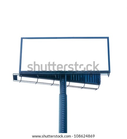 Empty billboard isolated on white