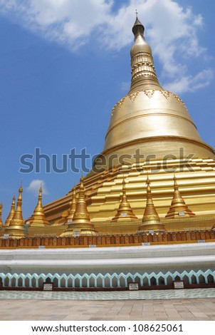 Buddhist temples pagoda with blue sky,Myanmar