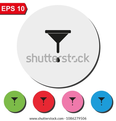 Funnel flat round colorful vector icon.