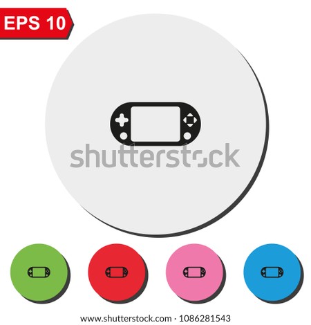 Portable game pad flat round colorful vector icon.