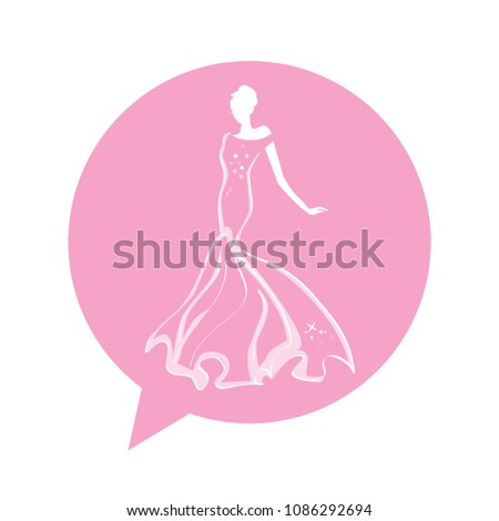 speaking bubble with bride inside. wedding related chat icon