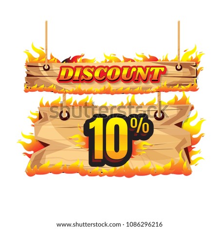 wooden burn sale. discount 10%, business promotion. Realistic vector illustration. on white background