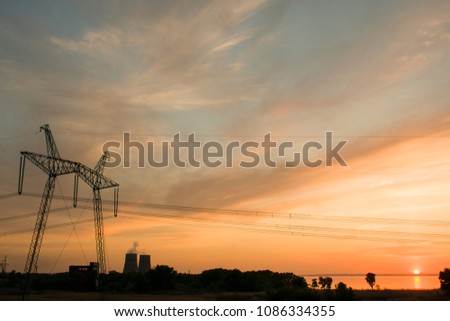 industry on sunset background