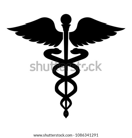 Caduceus health symbol Asclepius's Wand icon black color Royalty-Free Stock Photo #1086341291