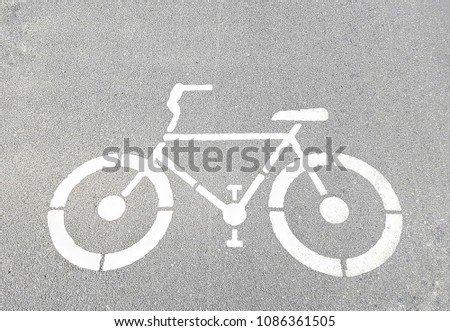 Path for bikes,Symbols on the street.