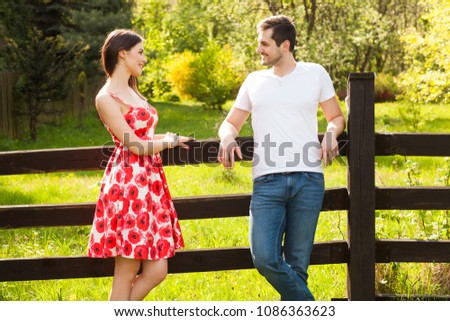Young couple spending time together at the nature.