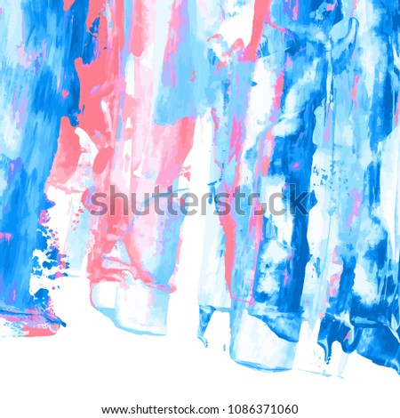 Pink, turquoise, navy blue, indigo watercolor texture hand paint on white background. Ink dry brush strokes, stains, spots, splashes. Oil marble vector backdrop on canvas. Fluid art