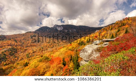 Autumn at Linn Cove Viaduct and Grandfather Mountain on the Blue Ridge Parkway North Carolina