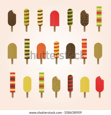 Vector set of various colorful ice creams