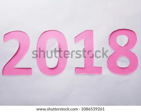 number 2018 in color pink with white background