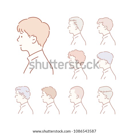 various kind of man hair styles. hand drawn style vector doodle design illustrations.