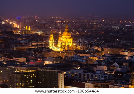 Budapest by Night, view from Gallert hill