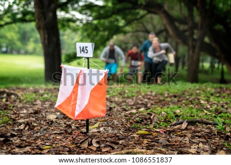 Orienteering box outdoor in a forest Royalty-Free Stock Photo #1086551837