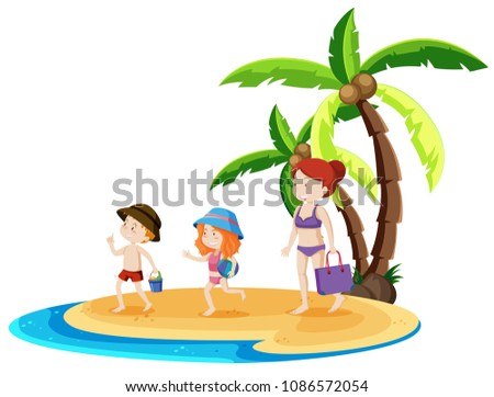 A Summer Family Trip at the Beach illustration