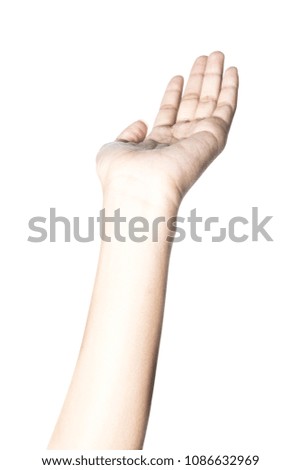 Close up of beautiful  hand isolated on white background with clipping path.