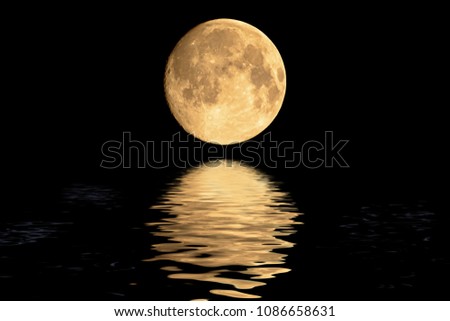 Planet Moon and shadows in the water. Elements of the furnished by NASA.