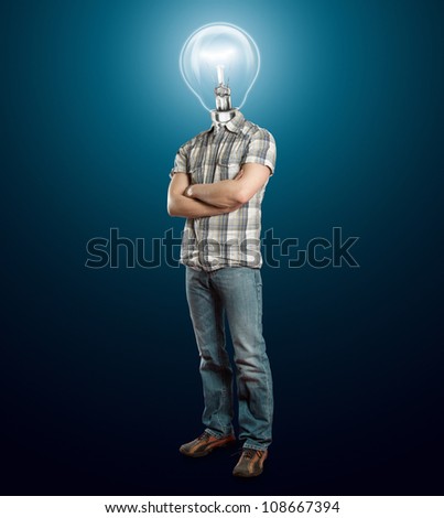 Idea concept, lamp head businessman have got an idea