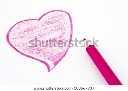 romantic toned picture of a pencil drawing heart