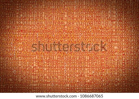 Fabric Texture Close Up of Orange Fabric Texture Pattern Background. Top view.