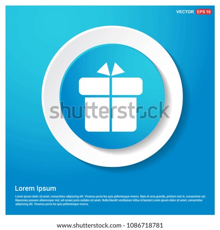 Christmas Gift Box Icon Abstract Blue Web Sticker Button