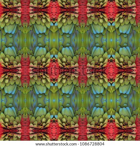 Seamless wallpaper made of macaw feathers