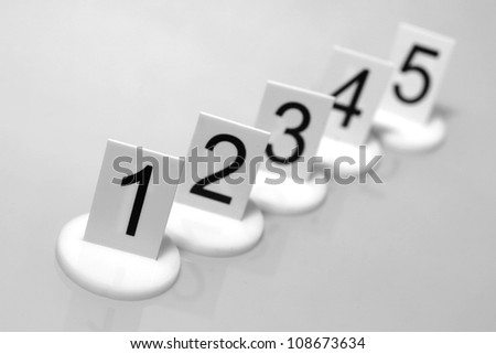 Numbers on supports on gray background.